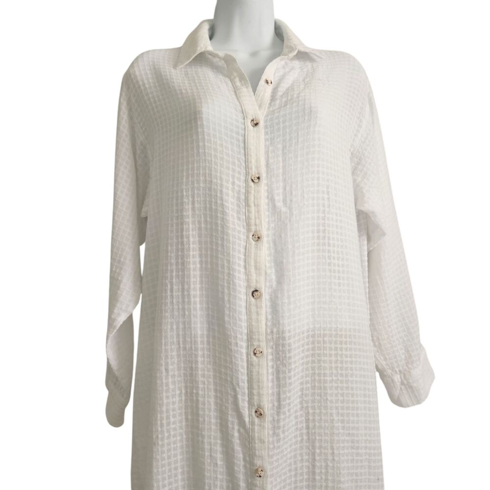 Anthropologie Mara Hoffman Swim S Midi Cover up Dress Shirt Gauze Oversized - Picture 9 of 12